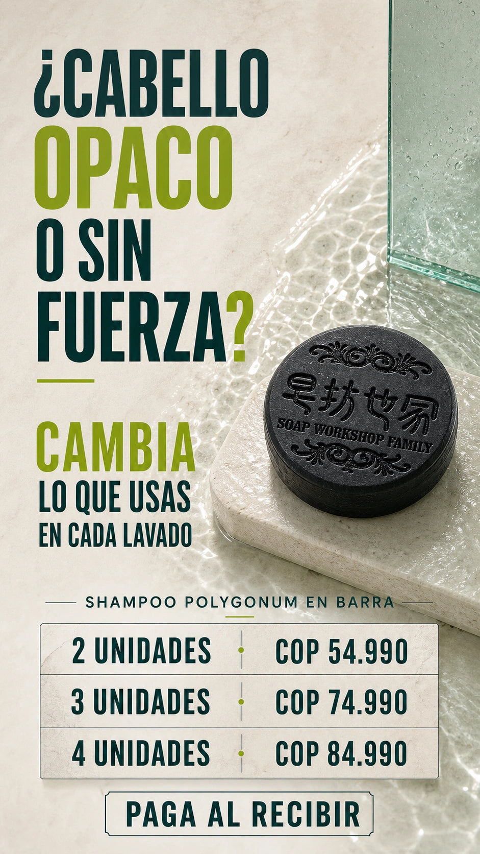 Shampoo sólido Polygonum en formato compacto