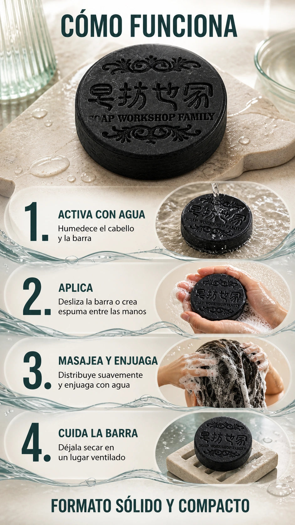 Cómo usar el Shampoo sólido Polygonum